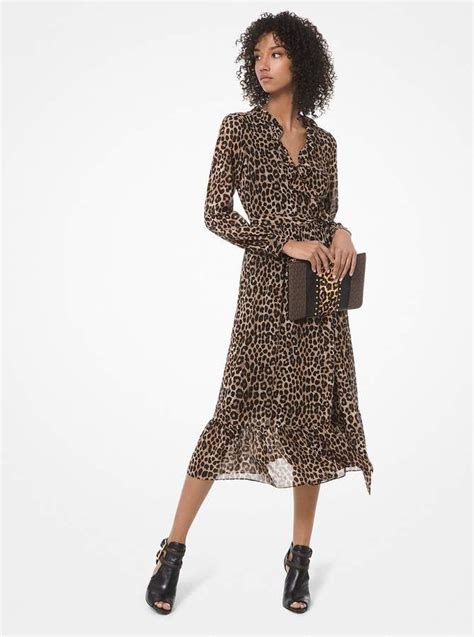 michael michael kors leopard georgette wrap dress|Leopard Print Georgette Dress .